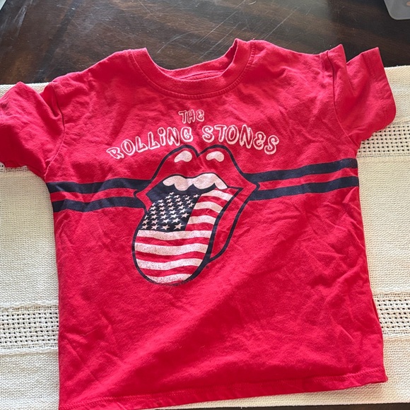 The Rolling Stones Kids Red Tee with American Flag Logo - Picture 1 of 3